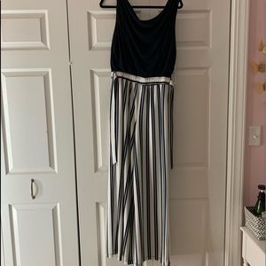 Women’s navy blue striped jumpsuit